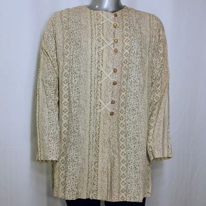 Vintage Stripe Pattern Long Sleeve Button Tunic 20